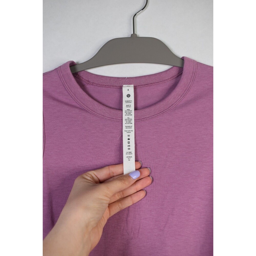 Lululemon Classic Fit Cotton Blend Tank Top Size 8 Pink Mauve Sleeveless - Picture 4 of 5